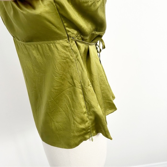 Vintage Silk Y2K Tommy Hilfiger Lace Trim Fairy Core Green Top Size Large (L) - Picture 3 of 8